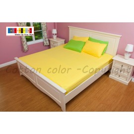 ผ้าปูที่นอน สี เหลือง 3.5 ฟุต 100% cotton satin 142